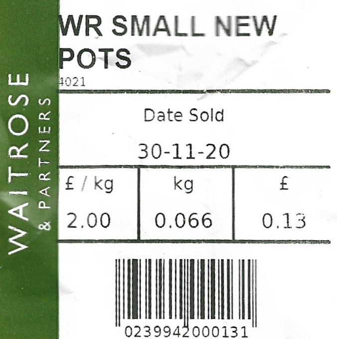 One small potato Waitrose receipt
